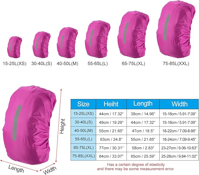 PATIKIL Waterproof Backpack Rain Cover, Non-Slip Backpack Cover with Vertical Reflective Strap Stay Dry for Hiking, Camping, Hunting