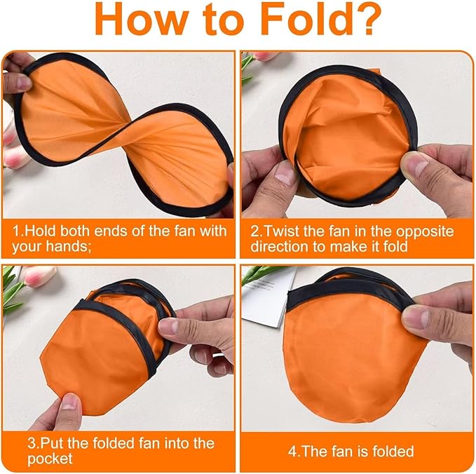 140 PCS Foldable Flying Disc Fans with Bags, 9.8'' DIY Handheld Black Egde Fabric Folding Fan for Outdoor Game Activities Birthday Party Favors Gifts, 14 Colors