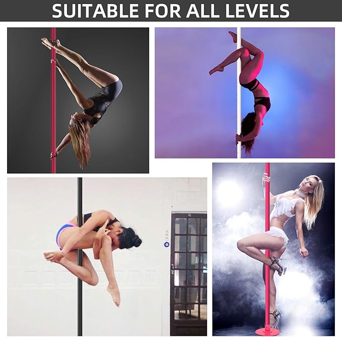 PRIOR FITNESS Premium Dance Pole Removable 45mm Spinning & Static Dancing Pole Heavy-Duty Steel Pole Dancing Pole, Adjustable Height Professional Grade Excellent for Home Exercise Club Gym