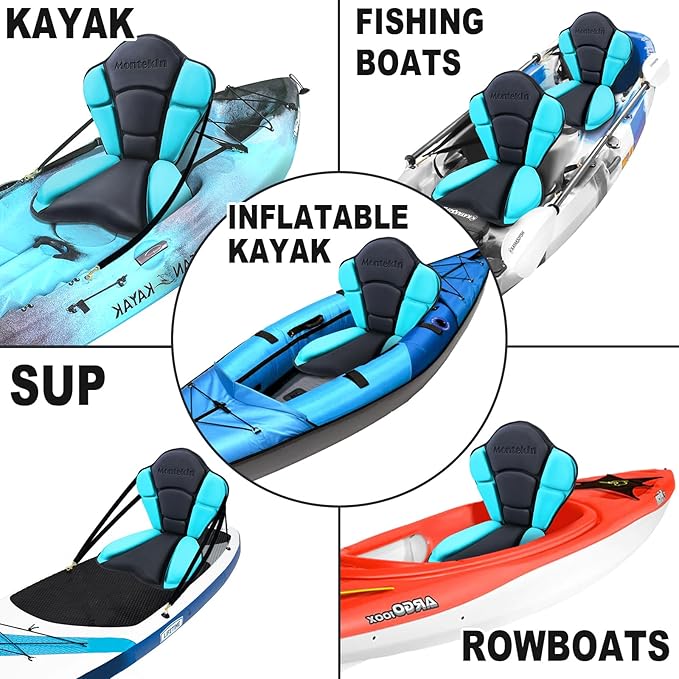 Thickened Kayak Seat with Back Support, Sit On Top Cushioned Canoe Backrest Molded Foam Seat for SUP Paddle Board Fishing Boat Long Trip