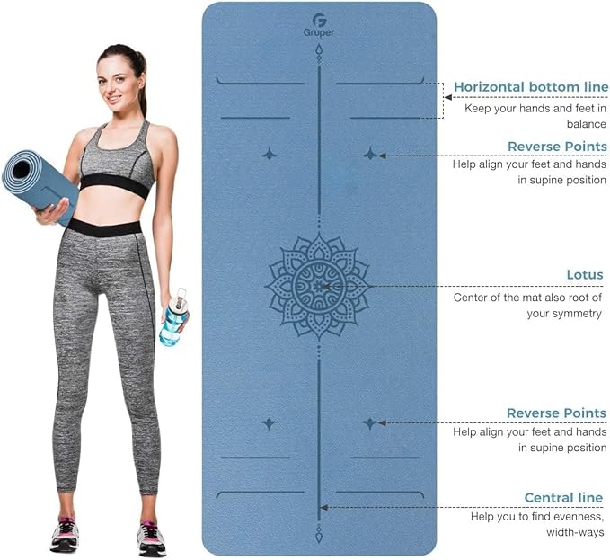 Yoga Mat Non Slip TPE Thick Yoga Mat with Alignment Mark, Large Size 72"L x 32"W x 0.32"Th or 0.24"Th, Anti-Tear Exercise & Fitness Mat for Yoga, Pilates & Floor Workouts