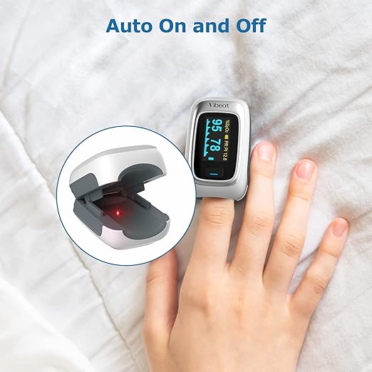 Vibeat Bluetooth Fingertip Pulse Oximeter with Pulse Rate, Blood Oxygen Saturation Monitor | Finger O2 Meter, Batteries and Lanyard Included, Free APP, FSA/HSA Eligible