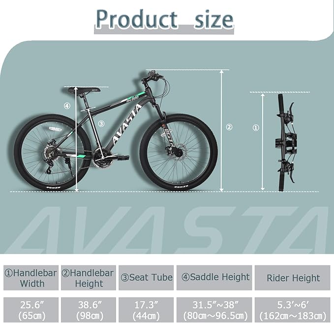 AVASTA AV300 26 27.5 inch Mountain Bike with 21-Speed,Aluminum Frame, Dual Disc Brake, Comfortable Saddle,Multiple Colors