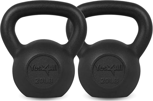 Yes4All 5-80 lbs Cast Iron Kettlebell for Dumbbell Weights Exercises, Gym, Full Body Home Workout Equipment, Push up, Grip and Strength Training