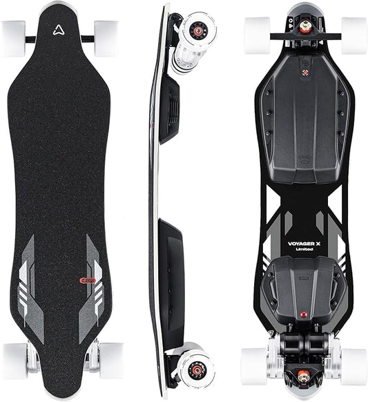 MEEPO Electric Longboard Skateboard with Remote for Adults, 34 MPH Top Speed, 30 Miles Long Range with 2800W*2 Gear Drive Motor, Bamboo & Fiberglass Deck, 330 LBS Max Load, Voyager X
