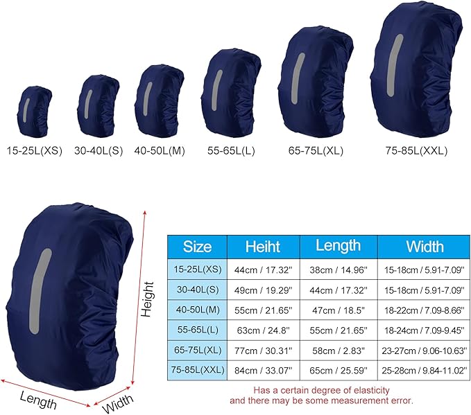 PATIKIL Waterproof Backpack Rain Cover, Non-Slip Backpack Cover with Vertical Reflective Strap Stay Dry for Hiking, Camping, Hunting
