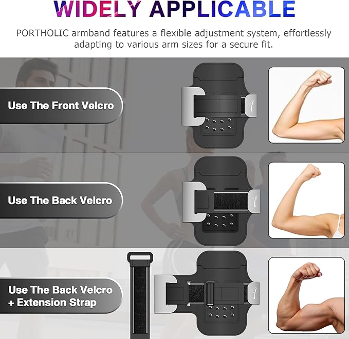 Running Armband with Large Reflective Strips, for iPhone 17/16/15 Pro/Pro Max/14 Plus/13/11/XR/XS, Galaxy S25/24 Water Resistant Phone Holder Case with Extension Strap, Key Card Slot, Earphone Holder