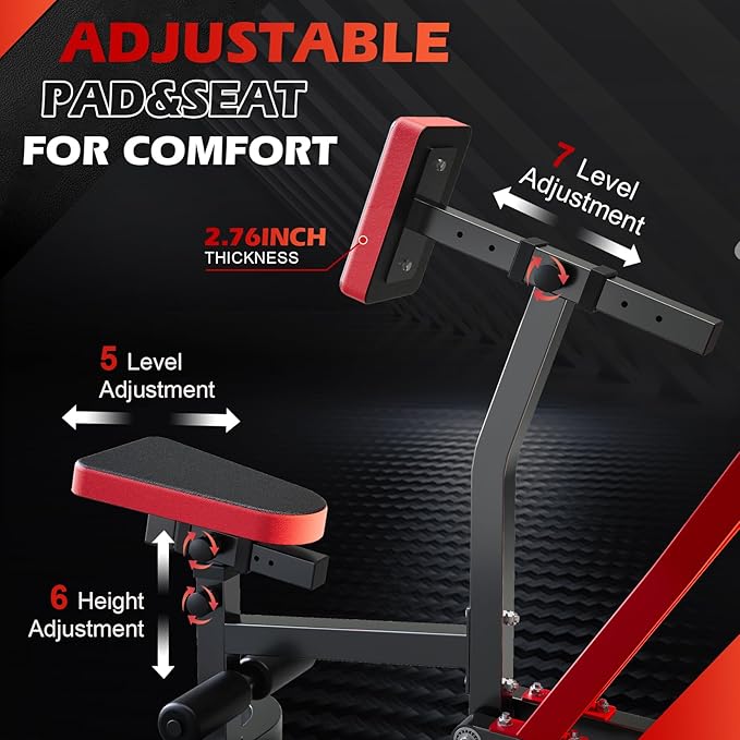 Seated Row Machine, GYHPD Plate Loaded Back Machines with Independent Arms, Multi Grip Positions with Rotating Handles, Upper Body Workout for Home Gym Workout Station