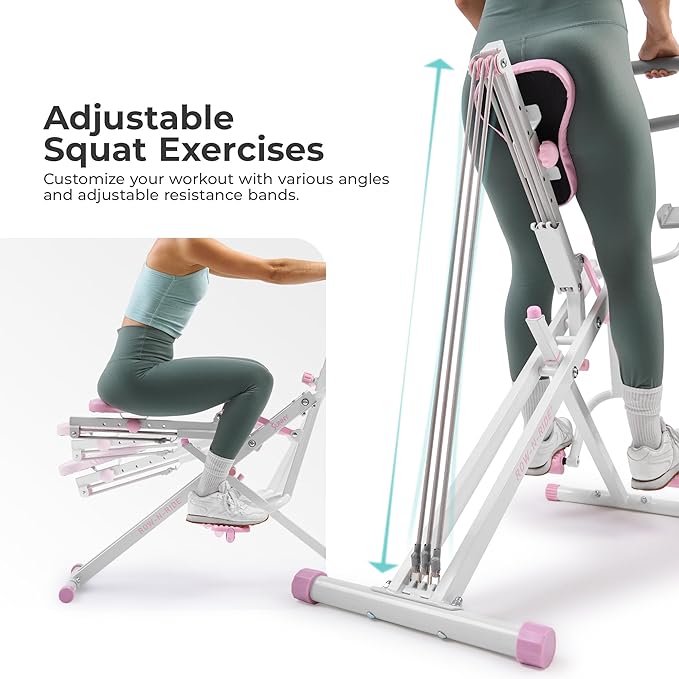 Sunny Health & Fitness Smart Upright Row-N-Ride Trainer w/Adjustable Resistance & 330LB Weight Capacity, Foldable Home Exercise Equipment for Arm, Glute & Leg Training, Free SunnyFit App Connection
