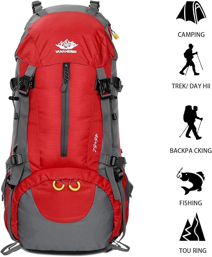 Esup 50L Hiking Backpack Men Camping Backpack with rain cover 45l+5l Lightweight Backpacking Backpack Travel Backpack