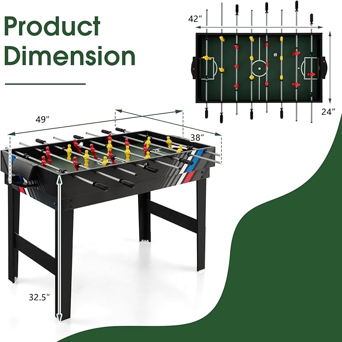 Giantex 4-in-1 Multi Game Table, 49 Inch Combination Game Tables with Adult Size Foosball Table, Slide Hockey Table, Ping Pong Table, Pool Table, Combo Game Table Set for Indoor Home, Game Room