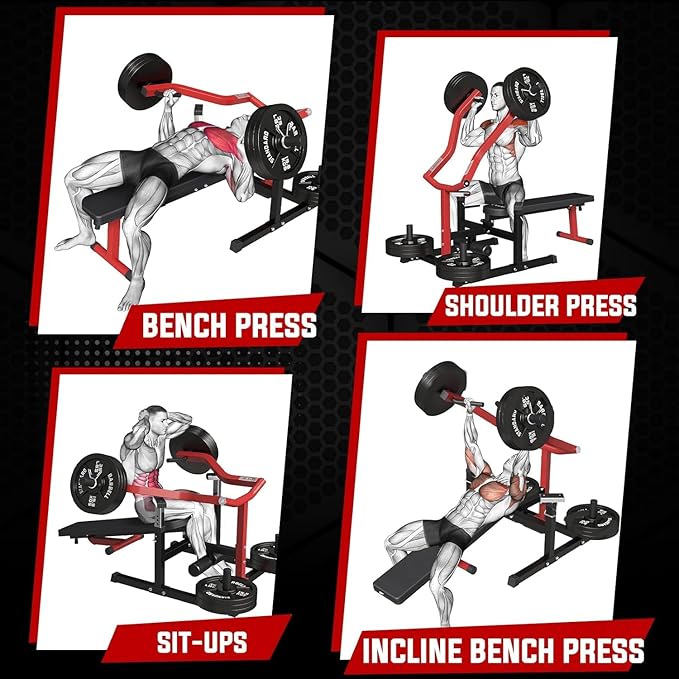 GMWD Chest Press Machine, 1050LBS Bench Press Machine with Independent Converging Arms, Adjustable Flat Incline Bench for Chest, AB Workouts, Shoulder Home Gym Equipment, V1