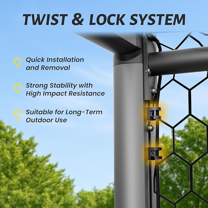 NAIZEA Soccer Goal - 12x6FT/16x7FT/10x6FT/8x6FT/6x4FT Soccer Goals for Backyard - Metal Soccer Goals for Youth Adult - Multiple Sizes Colors - Perfect for Games Indoor Outdoor Practice
