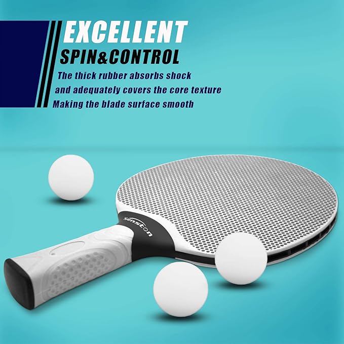 Senston Table Tennis Rackets Set, Professional Table Tennis Racket with 3 Balls, Composite Rubber Ping Pong Paddle Set