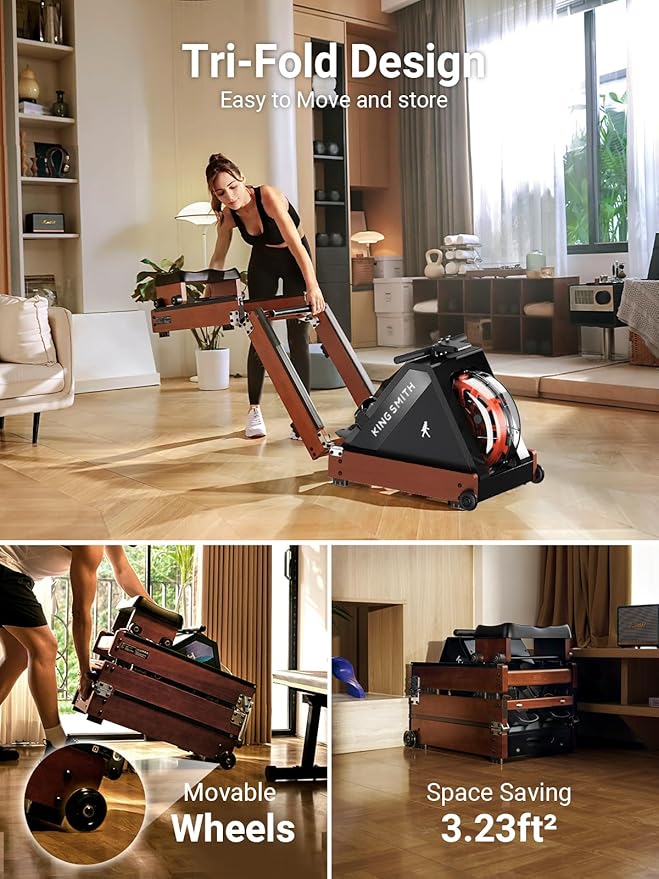 Water Rowing Machines for Home, WR20 Foldable Row Machine, 331LB Weight Capacity, Water Rower Machine with LCD Monitor, App Supported and Comfortable Seat for Folding Water Rowers