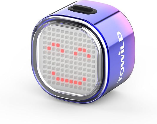 TOWILD TL08 Bike Tail Light, Customized Patterns Full-Color Bike Rear Light, Brake Sensing, USB-C Rechargeable, IPX6 Waterproof