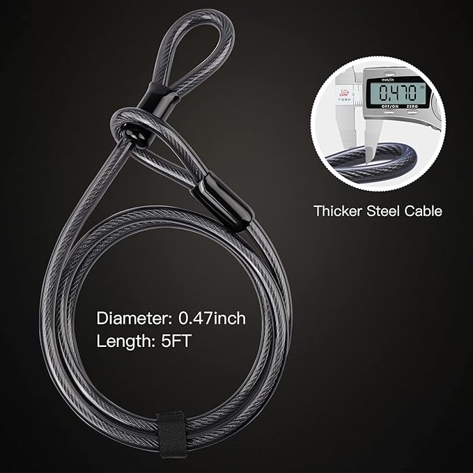 Bike U Lock Heavy Duty Bike Lock Bicycle Lock, 16mm U Lock and 3ft / 5ft / 6ft Length Security Cable with Sturdy Mounting Bracket for Bicycle, Motorcycle and More