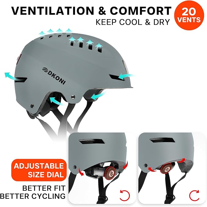 Bike Helmet with LED Lights Bicycle Helmets Commuter Cycling Helmet USB Rechargeable Front & Back LED Light Helmet for Adult Men Women