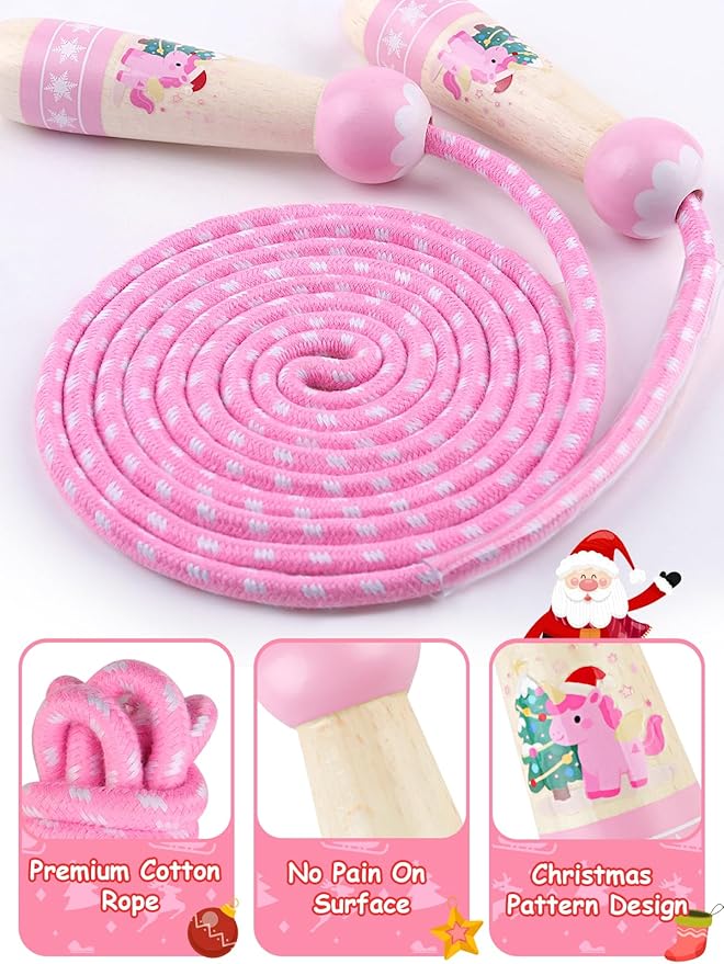 Jump Rope for Kids, Lorvain Adjustable Skipping Rope, Kids Jump Ropes with Wooden Handle for Girls Boys, Weighted Jumping Ropes for Fitness Workout Exercise Outdoor Fun Activity