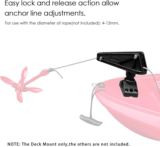 Anchor Lock, Anchor Lock with Release System Side Deck Mount for Kayaks Canoe Small Boat Fishing, Black