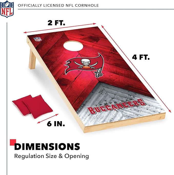 Wild Sports NFL Football 2' x 4' Regulation Size Solid Wood Cornhole Set with Direct Print HD Team Graphics Great Gift for Any Football Fan! Bean Bag Toss Family Outdoor Game