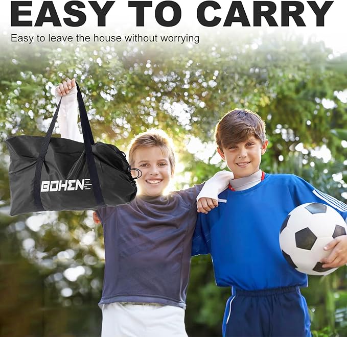 BOHEN 11x5.5 FT/9x5 FT/6x4 FT Portable Metal Soccer Goal for Backyard with Carry Bag - Fun for Outdoor Indoor Training Games for Kids and Adult, Easy Storage and Transportation