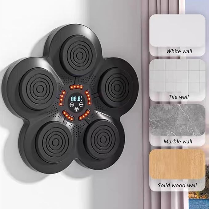 Music Boxing Training Machine, Smart Music Wall Mounted Punching Sports Equipment with Professional Boxing Gloves, 9 Gear Speed Mode, Hand/Eye/Speed Reaction for Stress Relief