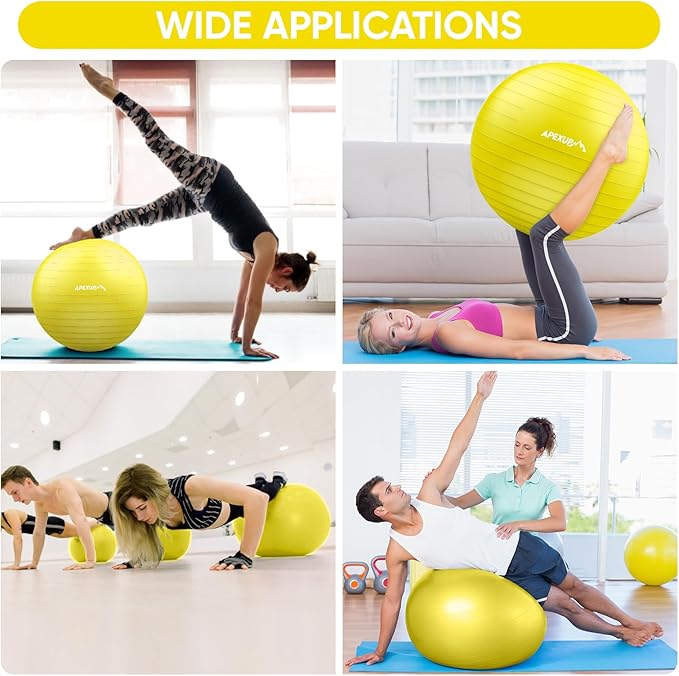 APEXUP Yoga & Pilates Ball - Anti Slip Heavy Duty Gym Ball for Fitness, Balance & Core Workout