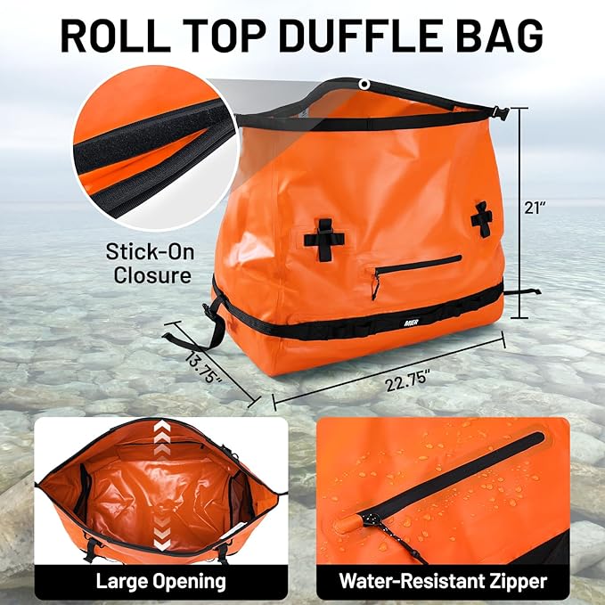 MIER Large Waterproof Duffel Bag Rolltop Dry Backpack Duffle Bags for Kayaking, Rafting, Boating, Swimming, Camping, Travel, Gym, Beach, 60L/80L