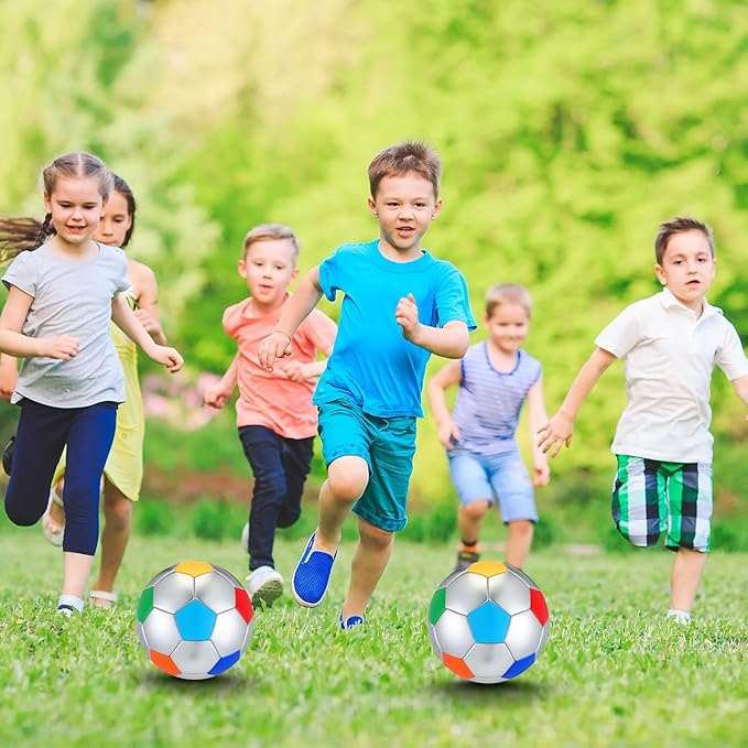 Retisee 2 Pcs Rainbow Soccer Ball with Pump Official Size Indoor Outdoor Soft Inflatable Soccer Sport for Child Teen Adult for Practice Game