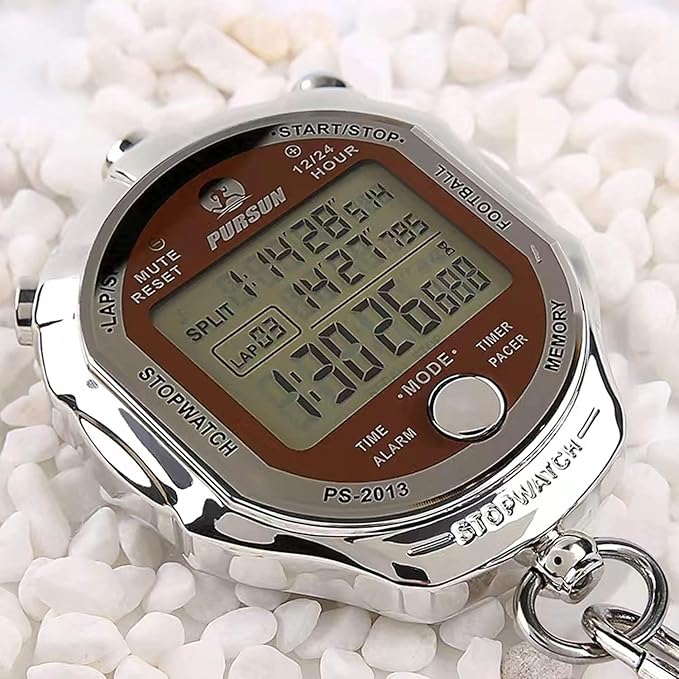 Stopwatch Timer, Digital Stop Watch with 0.01second & 0.001second Timing, Metal 10/100/400 Laps Memory, Rolilink Large dispaly Alarm Clock for Coach Sports Running Marathon