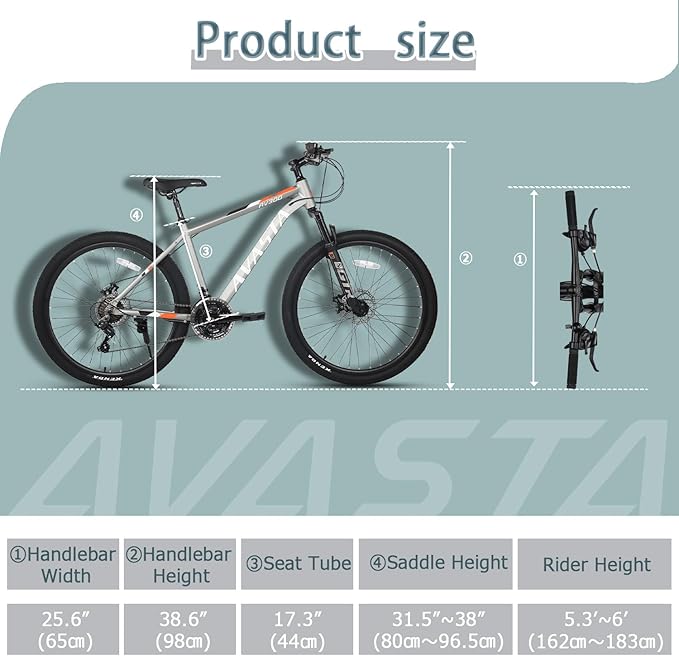 AVASTA AV300 26 27.5 inch Mountain Bike with 21-Speed,Aluminum Frame, Dual Disc Brake, Comfortable Saddle,Multiple Colors