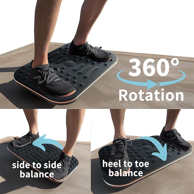 Balance Board For Standing desk|2-in-1 Dual-Sided Balance trainer & Anti-Fatigue Standing Mat| 360-Degree Wobble Board For Home Gym,Office