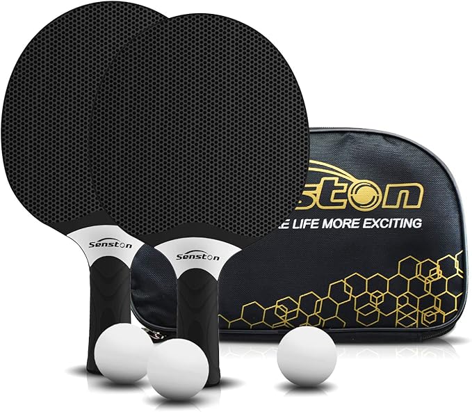Senston Table Tennis Rackets Set, Professional Table Tennis Racket with 3 Balls, Composite Rubber Ping Pong Paddle Set