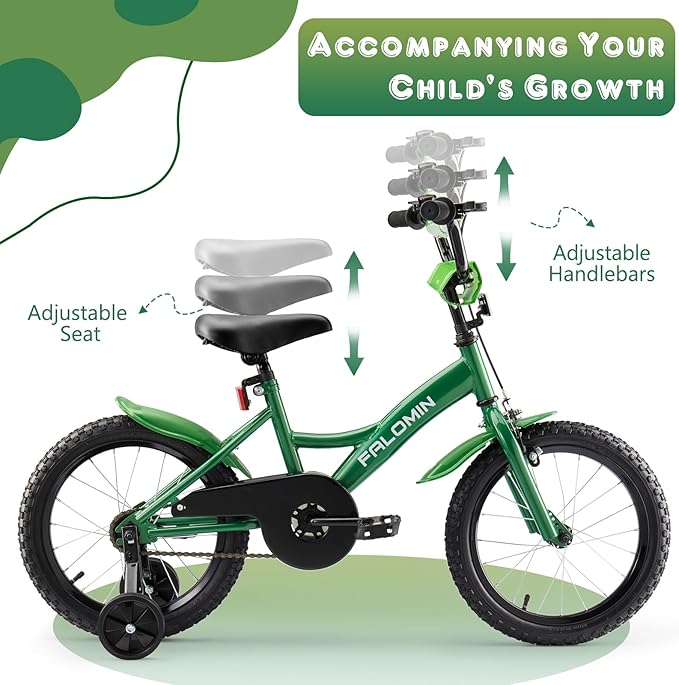 14/16/18 Inch Children’s Bike for Toddlers Kids Ages 3-9, Safe Non-Slip Tires, Removable Training Wheels, Coaster Brake, Easy Assembly, Perfect for Boys and Girls, Multiple Color