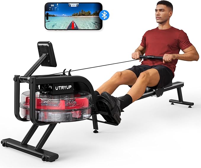 Magnetic Rowing Machines for Home (R05), Water Rowing (R10), 16 Levels of Quiet Resistance Foldable Compact Rowing Machine 350 LB Weight Capacity with Bluetooth, App Supported, Tablet Holder