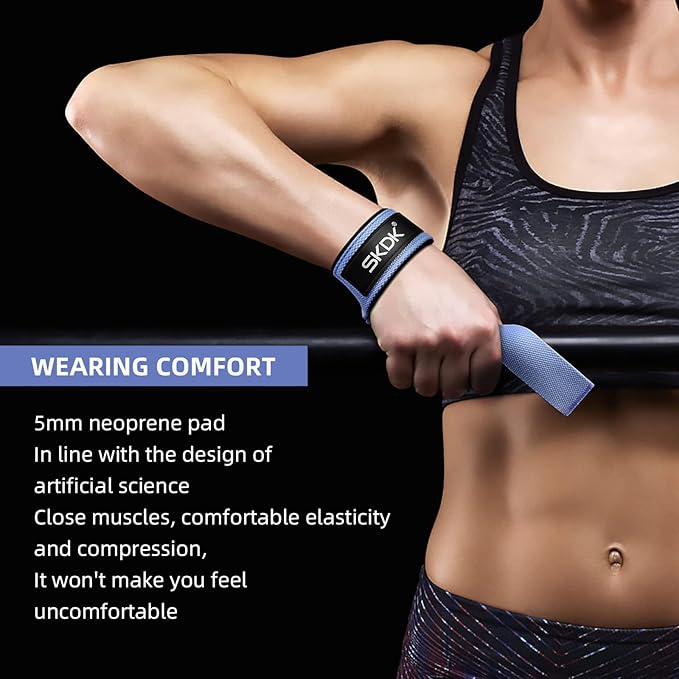 SKDK Cotton Hard Pull Wrist Lifting Straps Grips Band-Deadlift Straps with Neoprene Cushioned Wrist Padded and Anti-Skid Silicone - for Weightlifting, Bodybuilding, Xfit, Strength Training