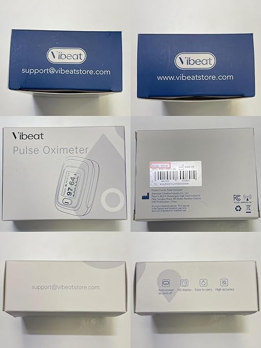 Bluetooth Fingertip Pulse Oximeter, Vibeat SPO2 Monitor with Vihealth APP, Portable Finger Oxygen Sensor with Pulse Rate, Batteries and Lanyard Included, Black