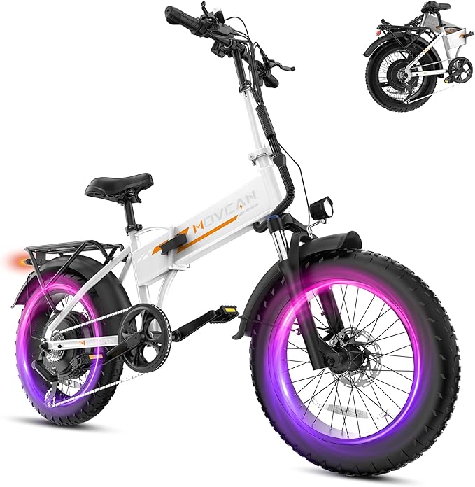 Q20 Folding Electric Bike, 52V 15.6Ah Removable Concealed Battery 20” Fat Tire Dirt Bike,1500W Motor 30 MPH Top Speed E Bikes, 7 Speed Dual Hydraulic Brake Electric Bikes for Adults