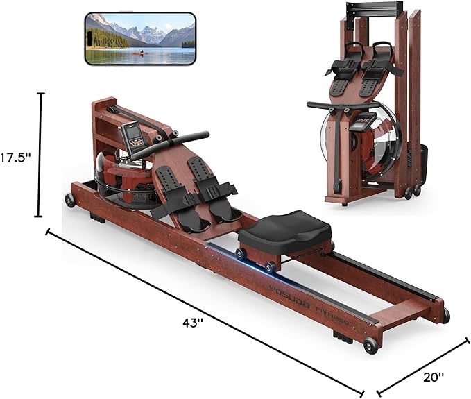 YOSUDA Water Rowing Machines for Home Use- Foldable Rower Machine 400LBS Weight Capacity with Dedicated Monitor & Bluetooth APP, Comfortable Seat