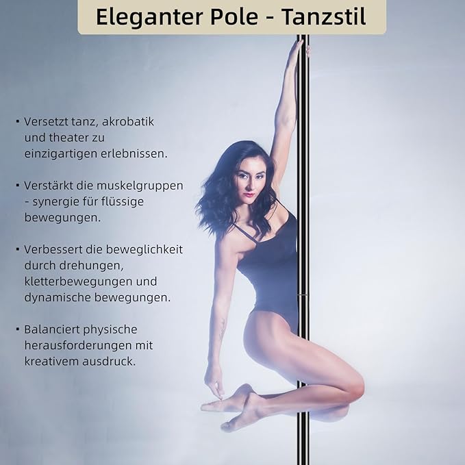 Dance Pole Set -Premium Height Adjustable 7.38-8.85ft Portable 45mm Diameter 360°Spinning Dancing Pole for Home,200KGS Capacity,Drill-Free Installation with Floor-to-Ceiling Stability