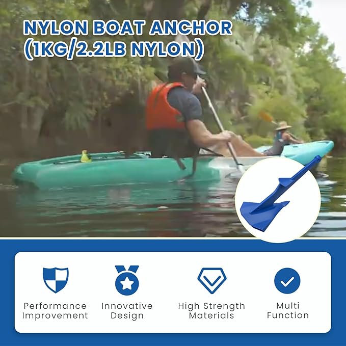 Nylon Boat Anchor Compatible with Jetskis Kayaks PWC,1Kg/2.2lb Nylon,Boats to 3m/10ft