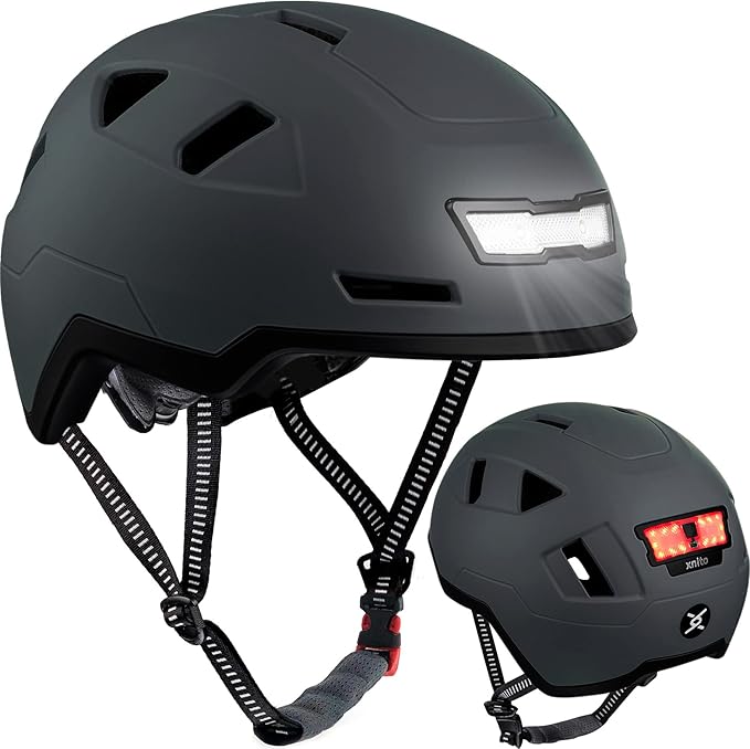 Bike Helmet with LED Lights - Urban Bicycle Helmet for Adults, Men & Women - CPSC & NTA-8776 Dual Certified - Class 3 E-Bikes, Scooters, Onewheel, Commuter, Mountain