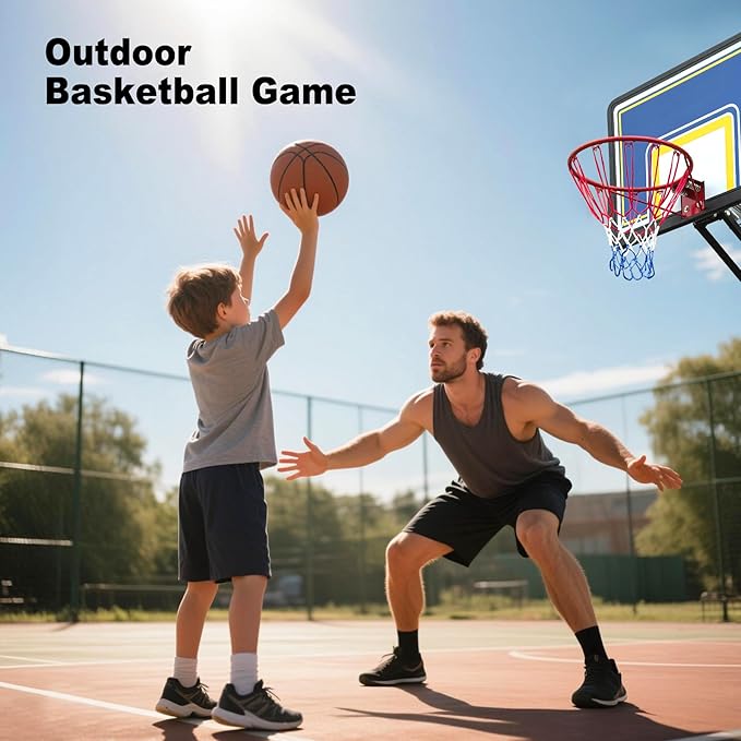 Basketball Hoop Outdoor 8.04-10FT Height Adjustable, Portable Basketball Goal with 44 Inch Shatterproof Backboard, Heavy-Duty Base & Wheels for Youth,Teens,Adults in Backyard,Driveway,Indoor