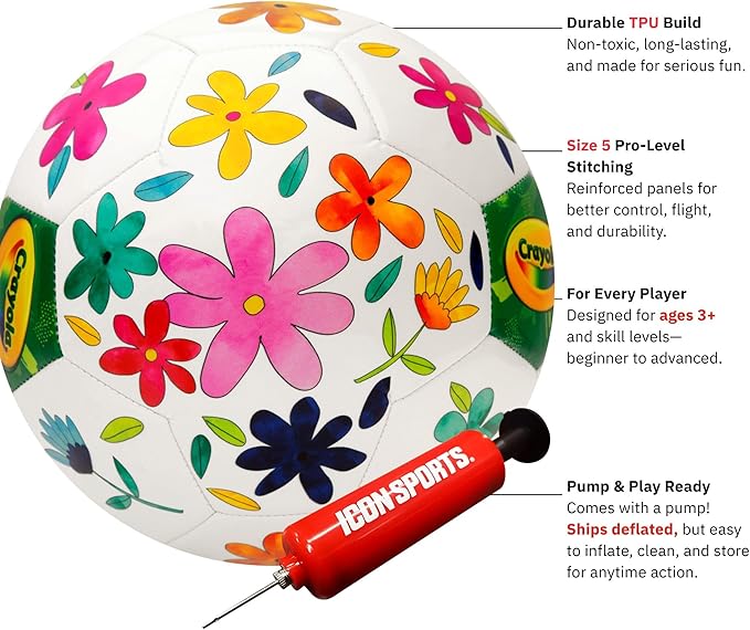Crayola Score N’ Explore Officially Licensed 5” Color Ball, Interactive Coloring Soccer Ball for Kids, Fun Learning Toy Activity Ball