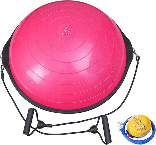Nice C Balance Ball, Half Ball, Balance Ball, Exercise Workout Trainer, with Resistant Band, Strength Fitness Yoga with Bonus Foot Pump