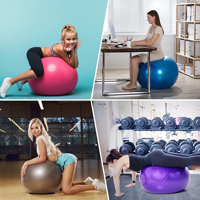Jerify 10 Pcs Pilate Ball Exercise Ball Bulk Yoga Ball for Fitness Pregnancy Birthing, Core Ball Chair Workout Equipment with Pump and Plug for Office Home Gym, Supporting 330lbs