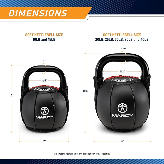 Marcy Strength Training Soft Kettlebell with Handle for Weightlifting, Conditioning, Strength and core Training 10 lbs - 40 lbs