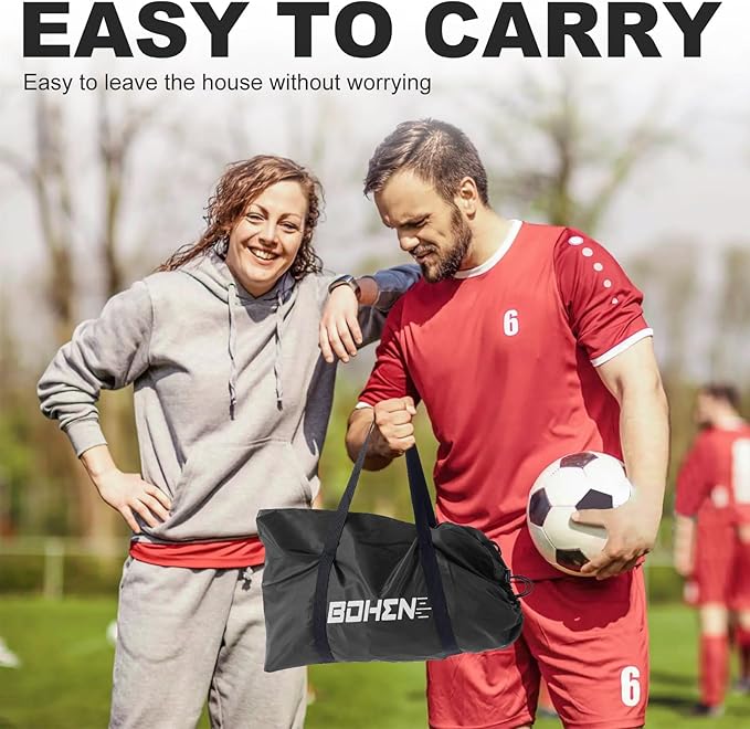 BOHEN 11x5.5 FT/9x5 FT/6x4 FT Portable Metal Soccer Goal for Backyard with Carry Bag - Fun for Outdoor Indoor Training Games for Kids and Adult, Easy Storage and Transportation