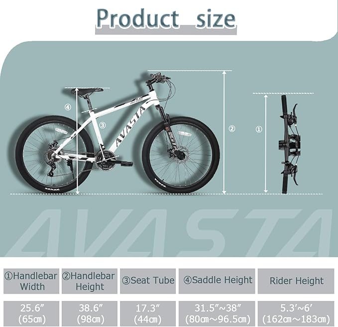 AVASTA AV300 26 27.5 inch Mountain Bike with 21-Speed,Aluminum Frame, Dual Disc Brake, Comfortable Saddle,Multiple Colors